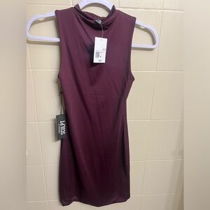 Wine High Neck Mini Dress